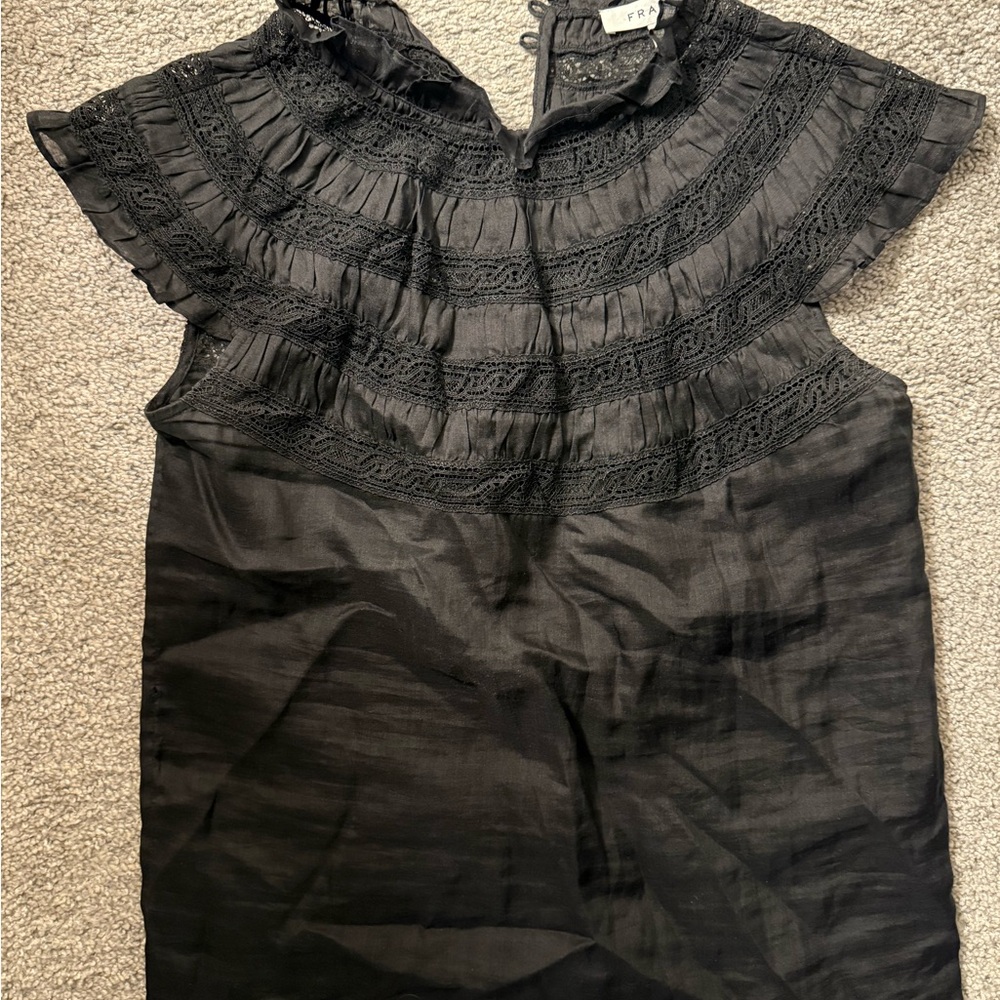 Frame Light Black Lace Blouse